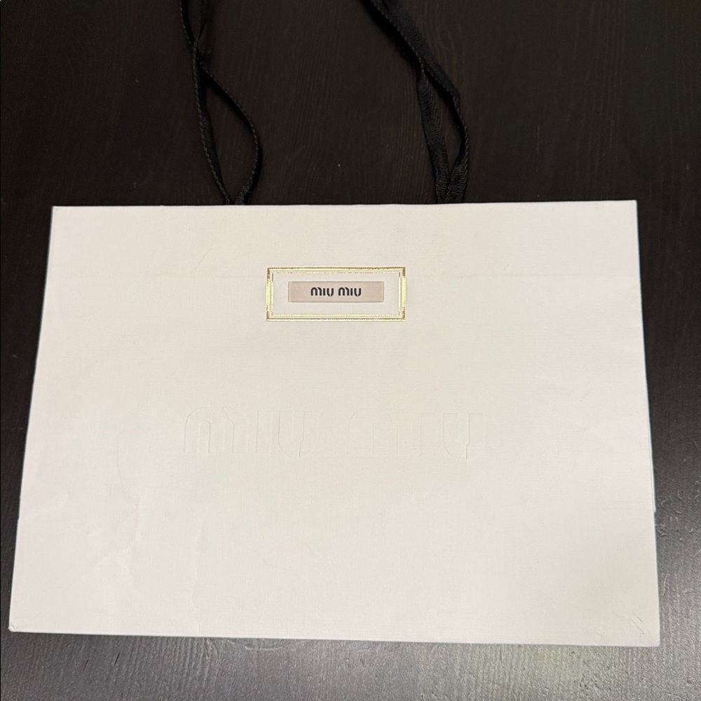 Miu Miu White and Gold Shopping Bag